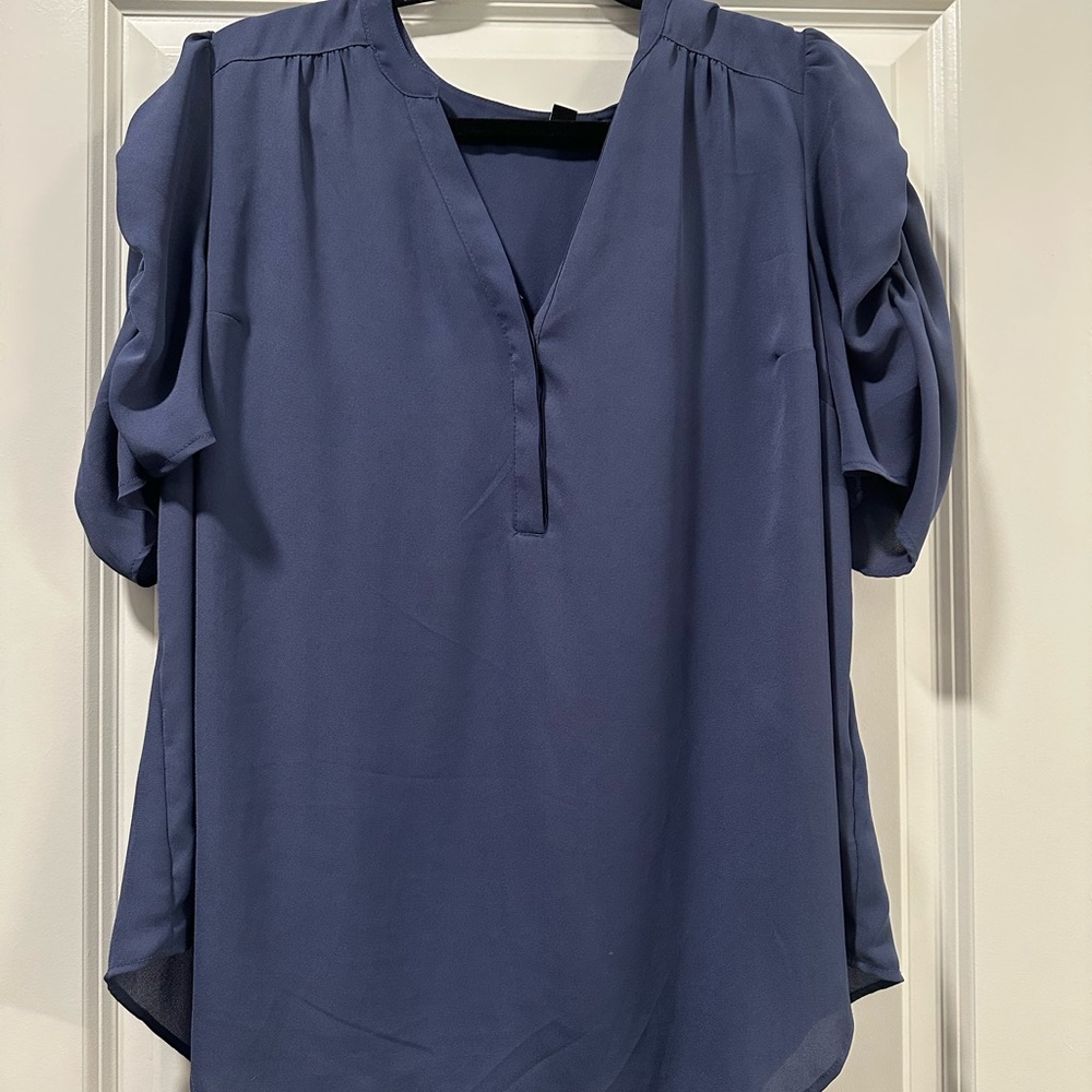 Torrid Blue Relaxed Ruffled Blouse